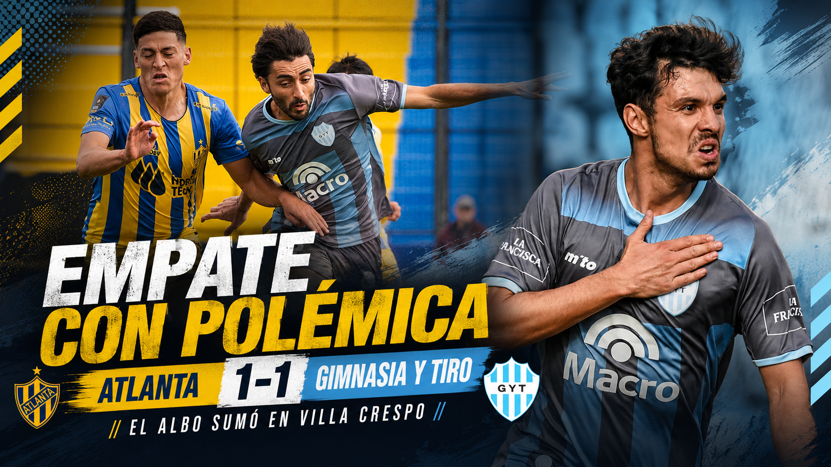 Gimnasia y Tiro empató con Atlanta 1-1 en Villa Crespo por la Primera Nacional