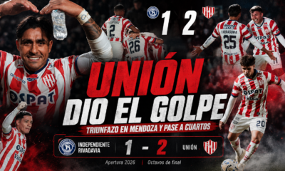 Unión de Santa Fe derrotó 2-1 a Independiente Rivadavia en Mendoza, eliminó al líder de la general y avanzó a cuartos del Torneo Apertura