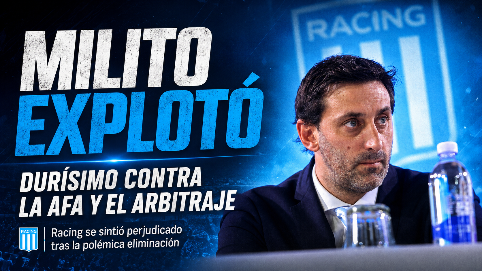 Diego Milito apuntó contra la AFA y el arbitraje de Darío Herrera tras la eliminación de Racing ante Rosario Central, con fuerte crítica