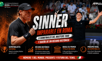 Jannik Sinner en Roma venció a Andrey Rublev por 6-2 y 6-4, avanzó a semifinales y logró un récord histórico en Masters 1000.