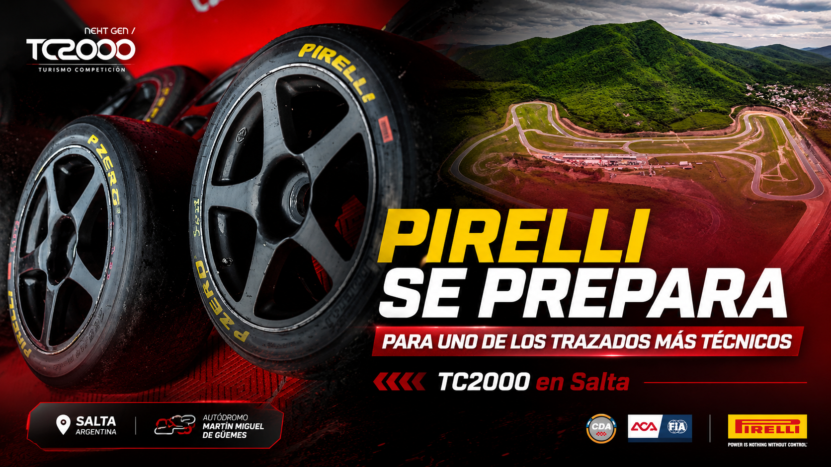Pirelli se prepara para Salta, uno de los trazados más técnicos del TC2000. La marca equipará a los SUV de 500 HP con P Zero Slick DH y Cinturato Rain.