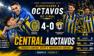 Rosario Central goleó a Universidad Central y se clasificó a octavos de la Copa Libertadores 2026.