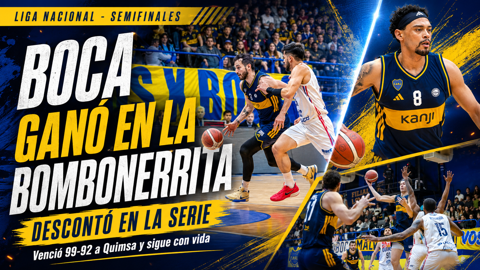 Boca ganó en la Bombonerita, venció 99-92 a Quimsa y descontó en la semifinal de La Liga Nacional. Cáffaro fue figura con 17 puntos