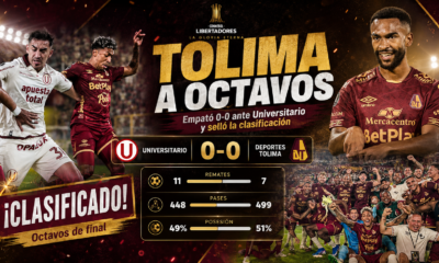 Deportes Tolima empató 0-0 con Universitario y se clasificó a los octavos de final de la Libertadores. El equipo peruano quedó eliminado