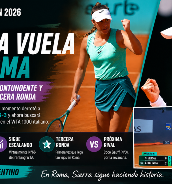 Solana Sierra derrotó con autoridad a Anhelina Kalínina y buscará revancha ante Coco Gauff en la tercera ronda del Roma Open.