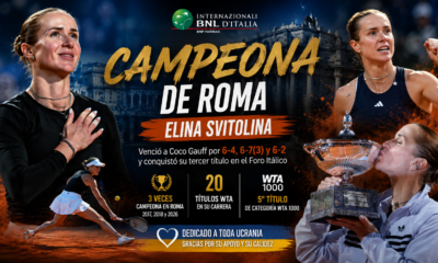 Elina Svitolina en Roma venció a Coco Gauff por 6-4, 6-7 y 6-2, ganó su tercer título en el Foro Itálico y llegó a 20 trofeos.