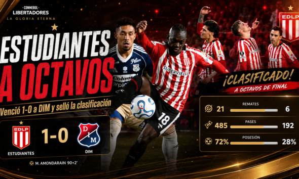 Estudiantes derrotó 1-0 a Independiente Medellín con un gol agónico de Mikel Amondarain y clasificó a los octavos de final de la Copa Libertadores.