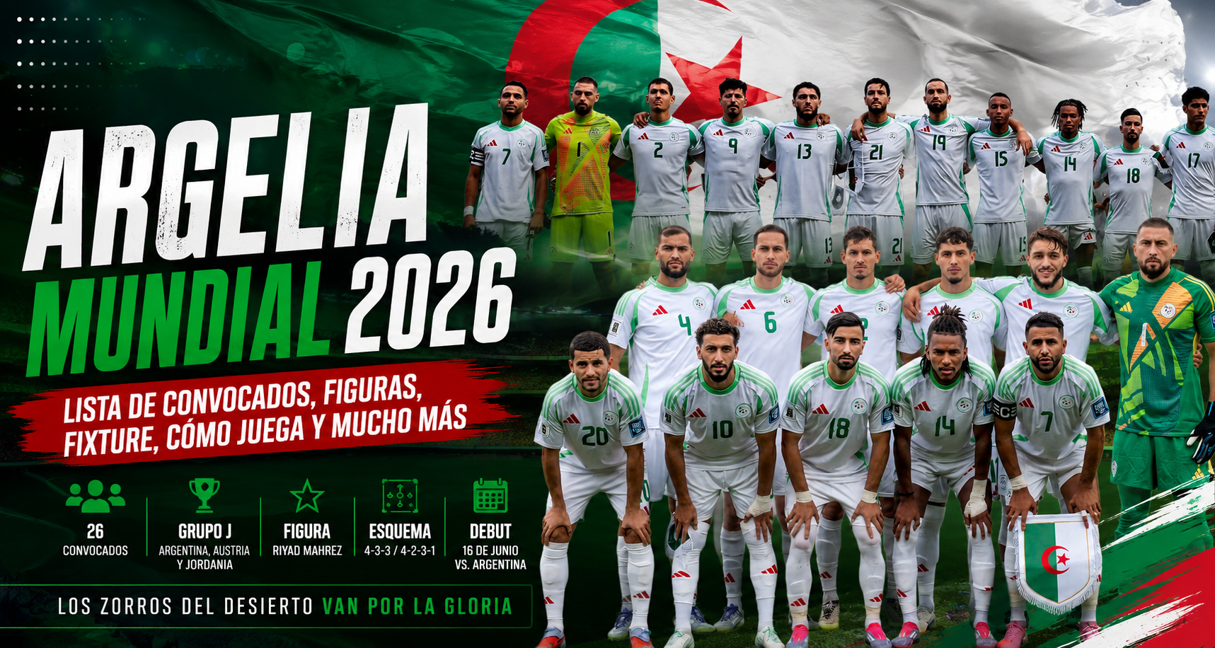 Argelia confirmó sus 26 convocados para el Mundial 2026: figuras, posible formación, fixture, estadísticas, historia y cómo juega.