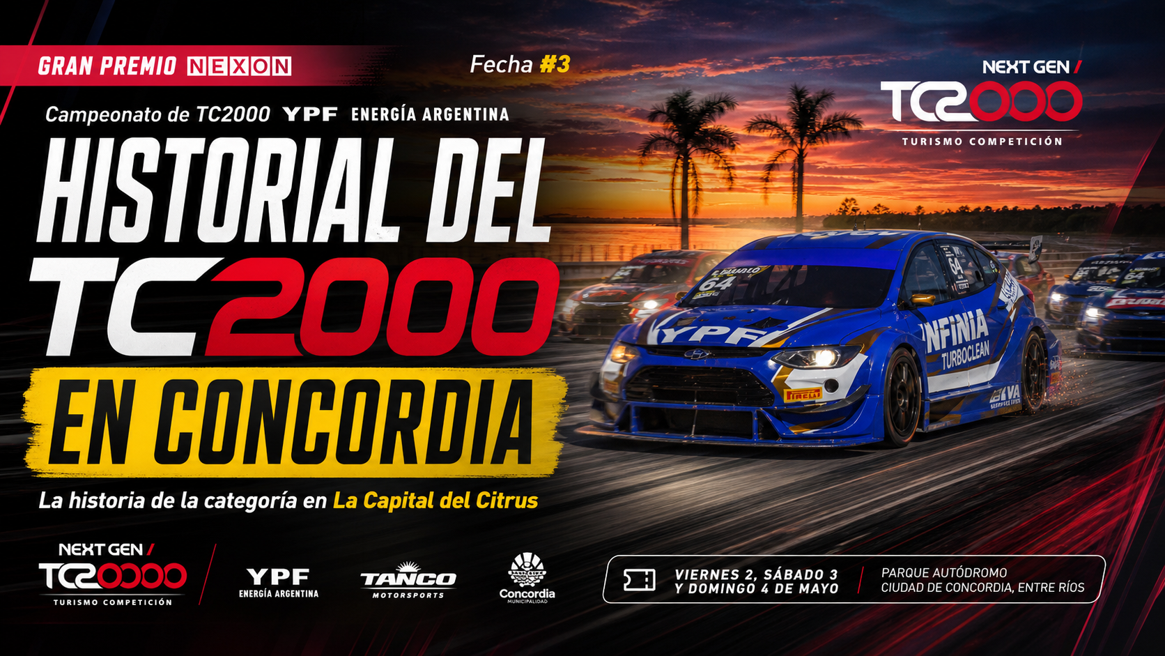 El TC2000 vuelve a Concordia por 16ª vez. Repasá el historial de la categoría en La Capital del Citrus, desde el triunfo de Jorge Del Río en 1981