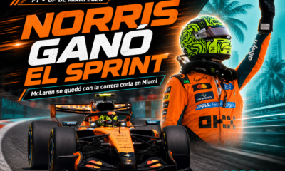 Lando Norris ganó con autoridad el sprint del GP de Miami 2026 y lideró el 1-2 de McLaren junto a Oscar Piastri. El campeón no tuvo rivales