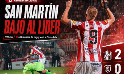 San Martín de Tucumán derrotó 2-0 a Gimnasia y Esgrima de Jujuy en La Ciudadela por la fecha 13 de la Primera Nacional y quedó como escolta