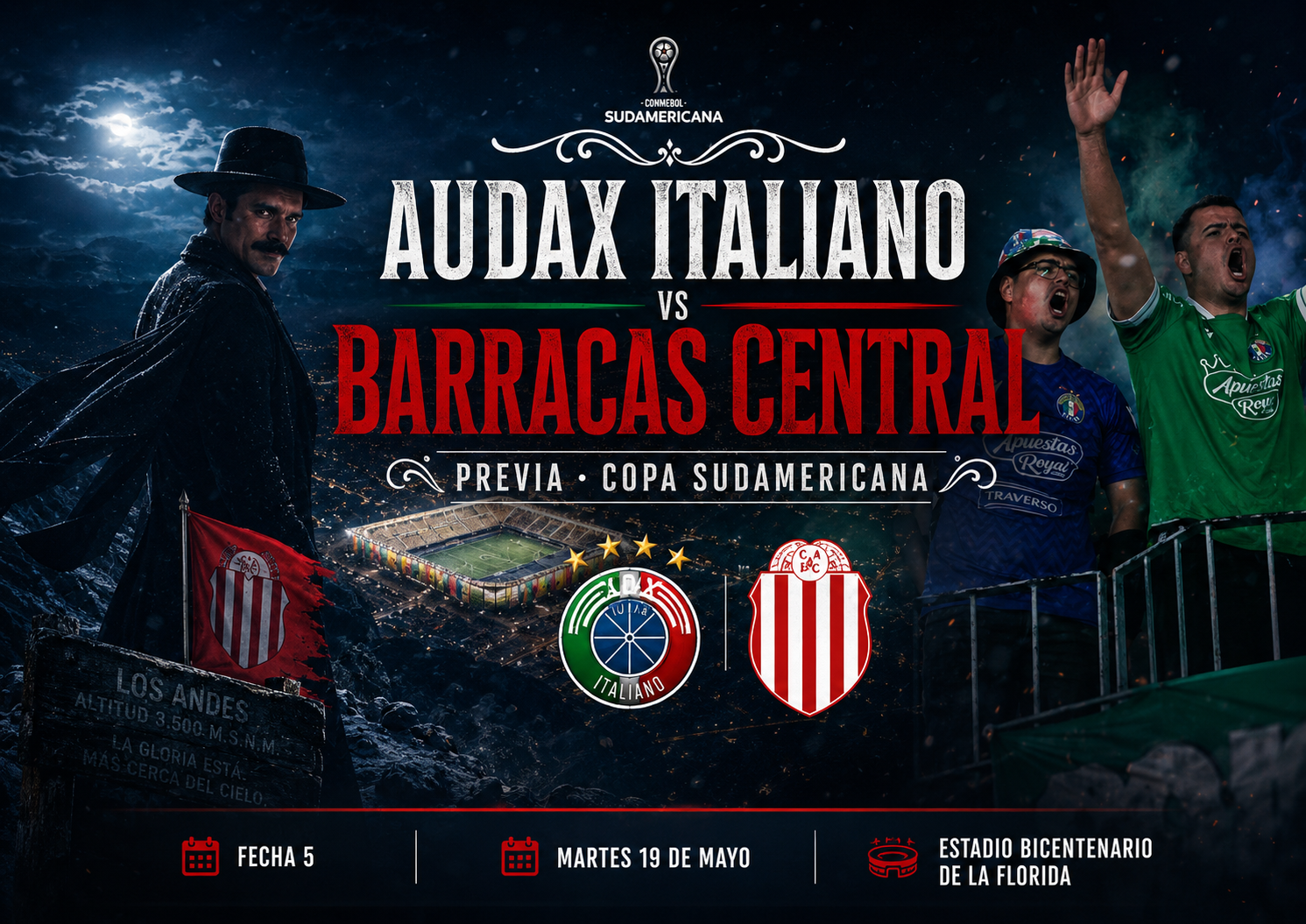 Audax Italiano y Barracas Central se enfrentan por la Copa Sudamericana 2026 en un duelo decisivo del Grupo G. Hora, TV, cómo llegan