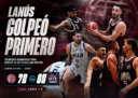 Lanús venció 72-65 a Villa San Martín en el Antonio Rotili, remontó en el último cuarto y se adelantó 1-0 en la serie de cuartos de final