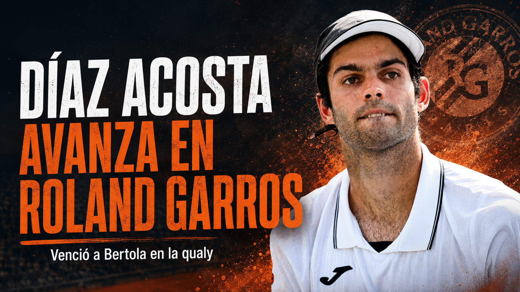 Facundo Díaz Acosta venció a Remy Bertola por 6-4 y 6-3 en la qualy de Roland Garros 2026 y quedó a un triunfo del cuadro principal.