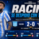 Racing venció 2-0 a Independiente Petrolero en Avellaneda y cerró su participación en la Sudamericana 2026 con goles de Vergara y Miljevic.