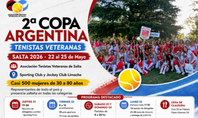 Salta será sede de la 2ª Copa Argentina de Tenistas Veteranas, del 22 al 25 de mayo de 2026, con casi 500 mujeres de todo el país.
