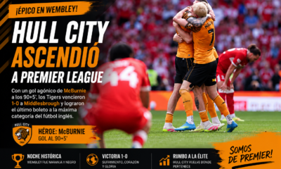 Hull City venció 1-0 a Middlesbrough en Wembley y ascendió a Premier League con un gol agónico de McBurnie.