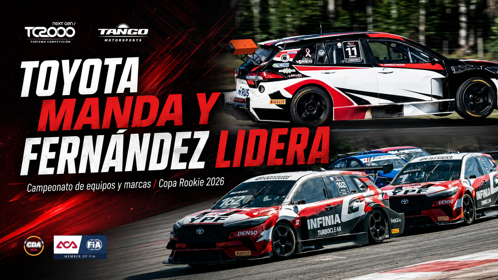 Toyota estiró diferencias en los campeonatos de equipos y marcas del TC2000 tras Concordia. Además, Tomás Fernández pasó a liderar la Copa Rookie 2026.