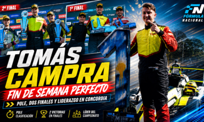 Tomás Campra cerró un fin de semana perfecto en Concordia: pole, dos finales ganadas y liderazgo absoluto en la Fórmula Nacional 2026.