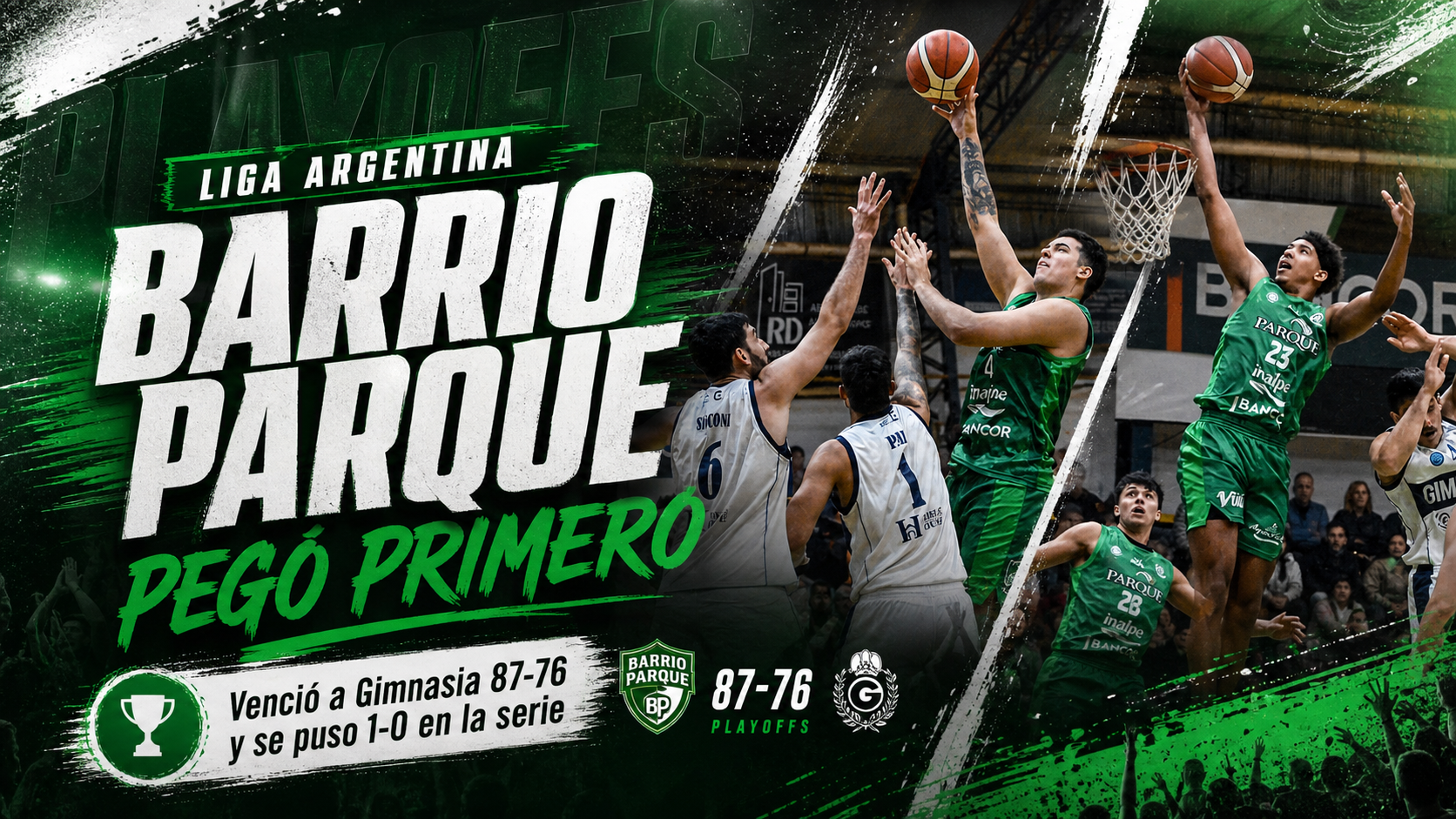 Barrio Parque derrotó a Gimnasia y Esgrima por 87 a 76 en Córdoba y se adelantó 1-0 en la serie de cuartos de final de La Liga Argentina.