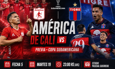 América de Cali y Tigre se enfrentan por la Copa Sudamericana 2026 en un duelo clave del Grupo A. Hora, TV, formaciones, cómo llegan