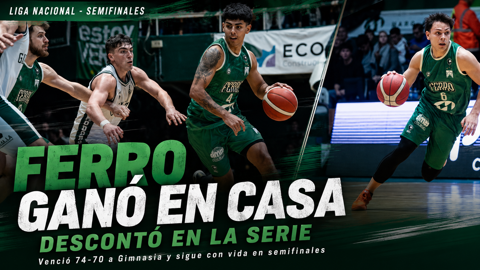 Ferro ganó en casa, derrotó 74-70 a Gimnasia y Esgrima de Comodoro Rivadavia y descontó en la serie semifinal de La Liga Nacional.