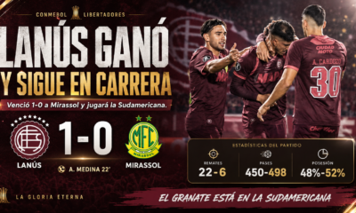 Lanús venció 1-0 a Mirassol, quedó eliminado de la Copa Libertadores, pero aseguró el tercer puesto del Grupo G y jugará la Sudamericana.