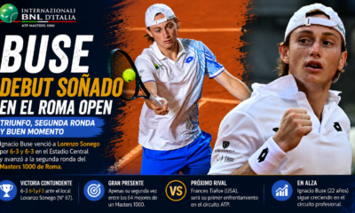Ignacio Buse derrotó a Lorenzo Sonego en el Estadio Central de Roma y jugará la segunda ronda ante Frances Tiafoe.