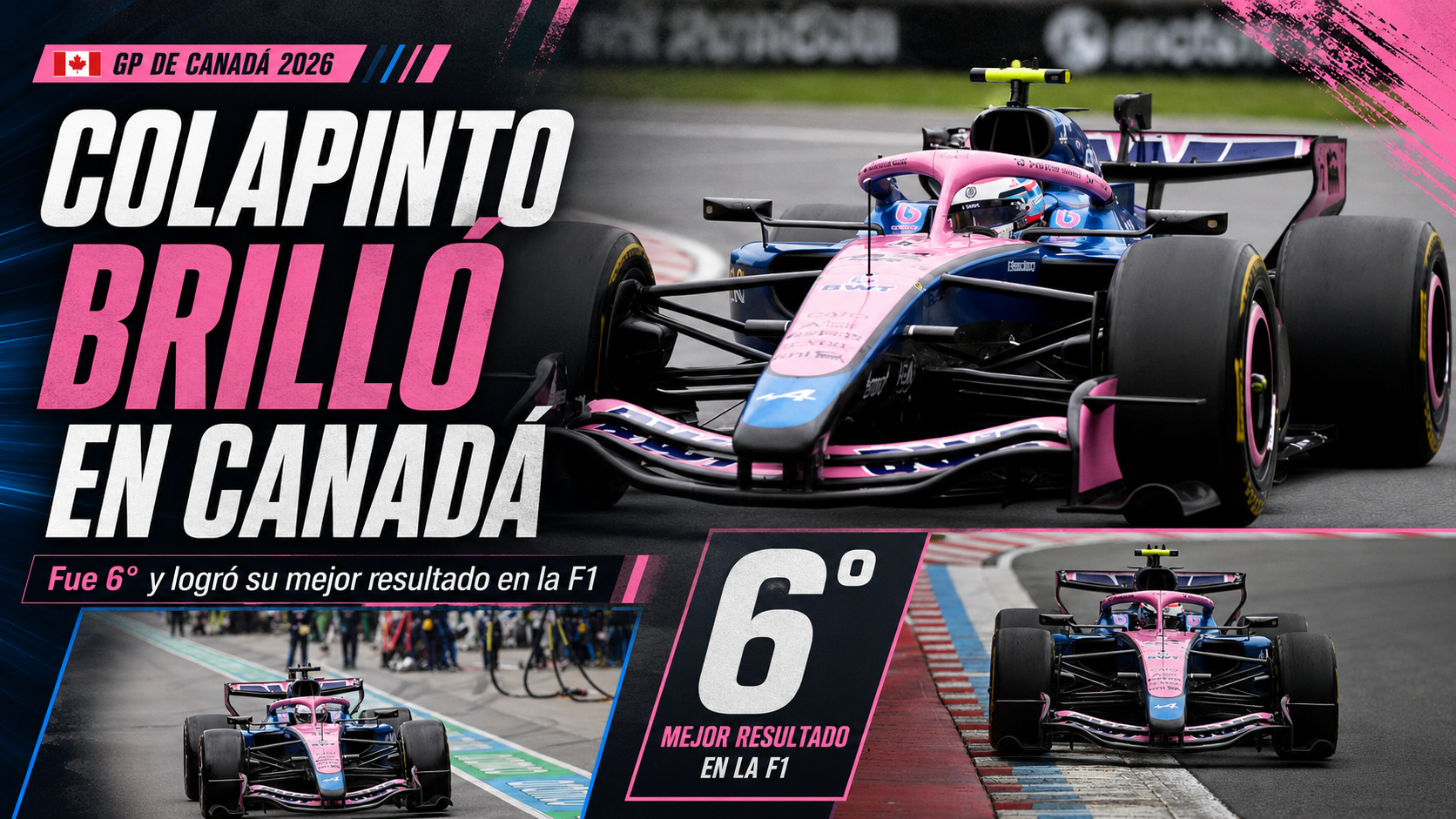 Colapinto fue sexto en el GP de Canadá, logró su mejor resultado en Fórmula 1 y sumó ocho puntos con Alpine tras una carrera cambiante
