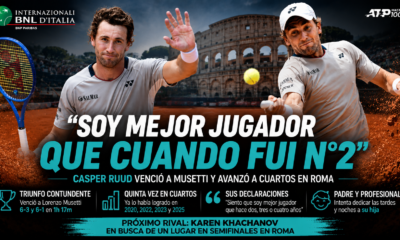 Casper Ruud venció a Lorenzo Musetti, se metió en cuartos de Roma y aseguró que hoy se siente mejor jugador que cuando fue N°2 del mundo.