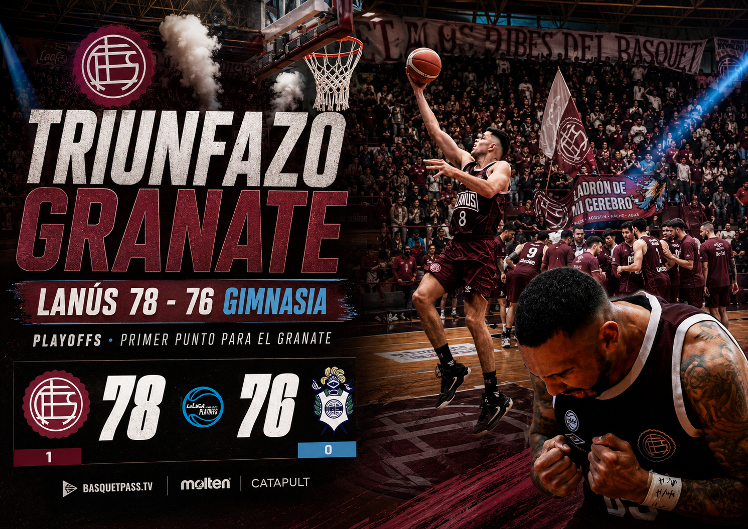 Lanús derrotó a Gimnasia y Esgrima La Plata por 78 a 76 en el inicio de las semifinales de La Liga Argentina y se adelantó 1-0 en la serie.
