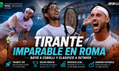 Thiago Tirante en Roma venció a Flavio Cobolli por 6-3 y 6-4, avanzó a octavos y confirmó su gran momento.