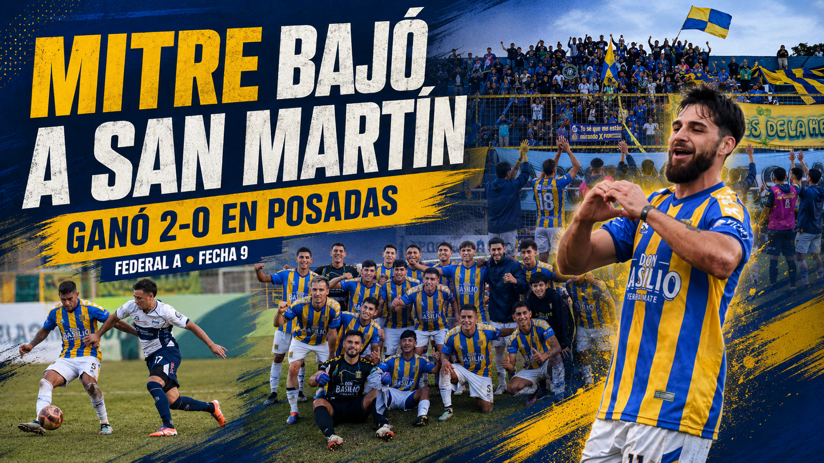 Bartolomé Mitre venció 2-0 a San Martín de Formosa en Posadas por la fecha 9 del Federal A. El Auriazul llegó a 15 puntos, quedó segundo