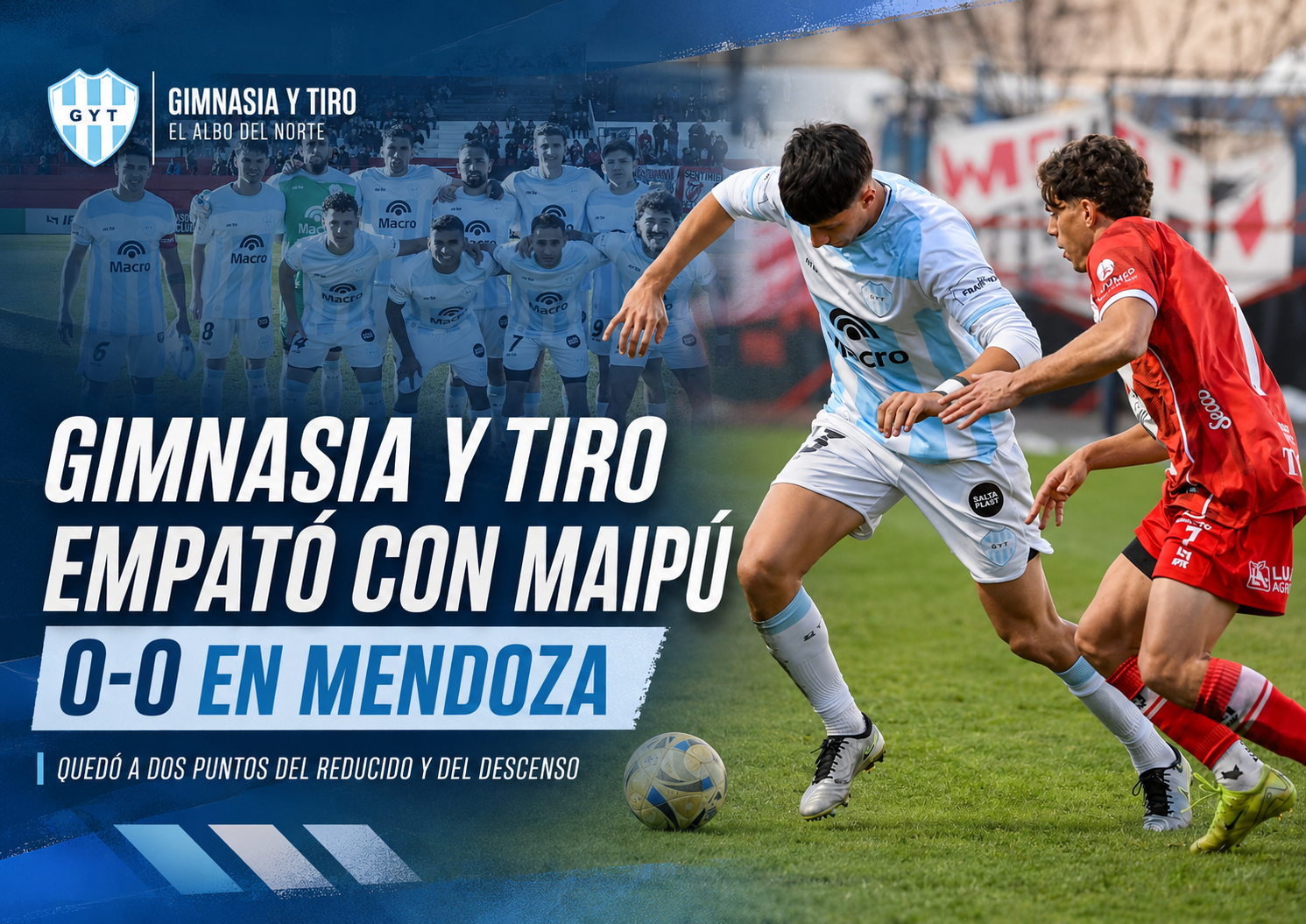 Gimnasia y Tiro igualó sin goles ante Deportivo Maipú y quedó en una posición límite entre la ilusión del Reducido y la preocupación por el descenso.