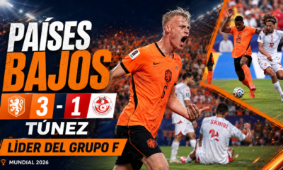Países Bajos venció 3-1 a Túnez, terminó primero del Grupo F y se metió en los 16avos del Mundial 2026.