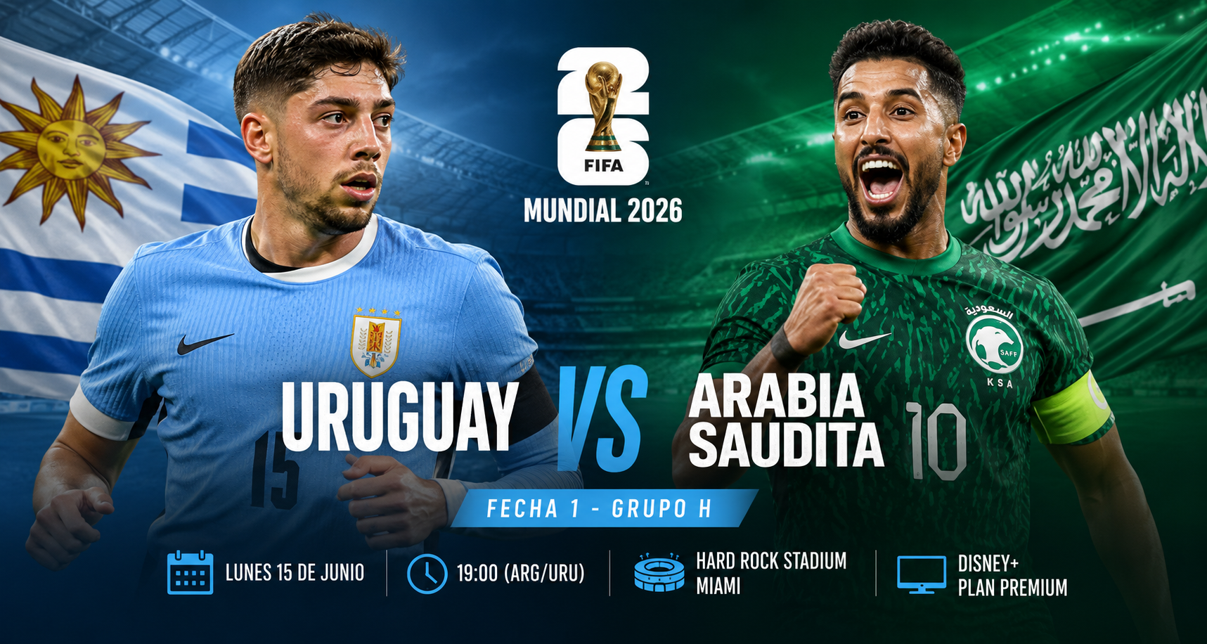 Uruguay debuta ante Arabia Saudita en el Mundial 2026 con Valverde como capitán, Bielsa entre dudas y Al-Dawsari como gran amenaza saudí.