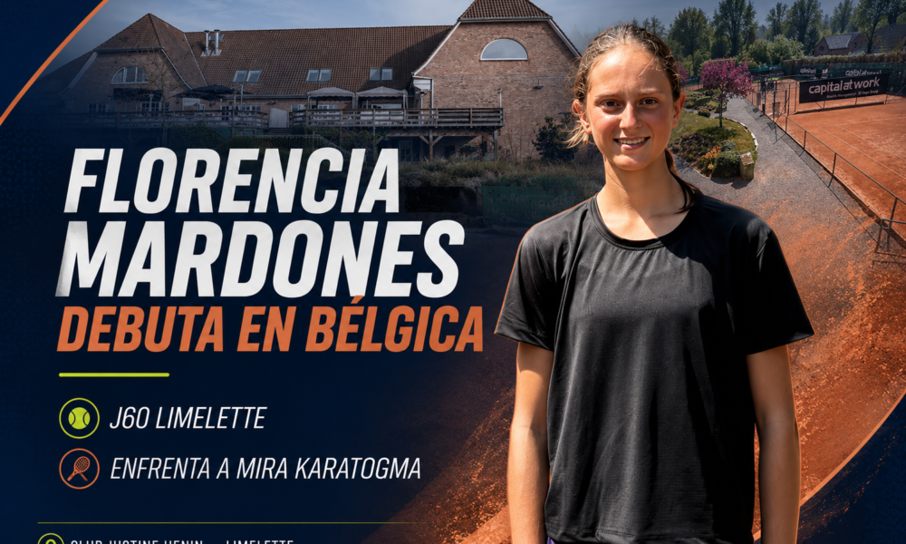 Florencia Mardones debutará en Bélgica ante Mira Karatogma en el J60 Limelette, nueva parada de su gira europea.