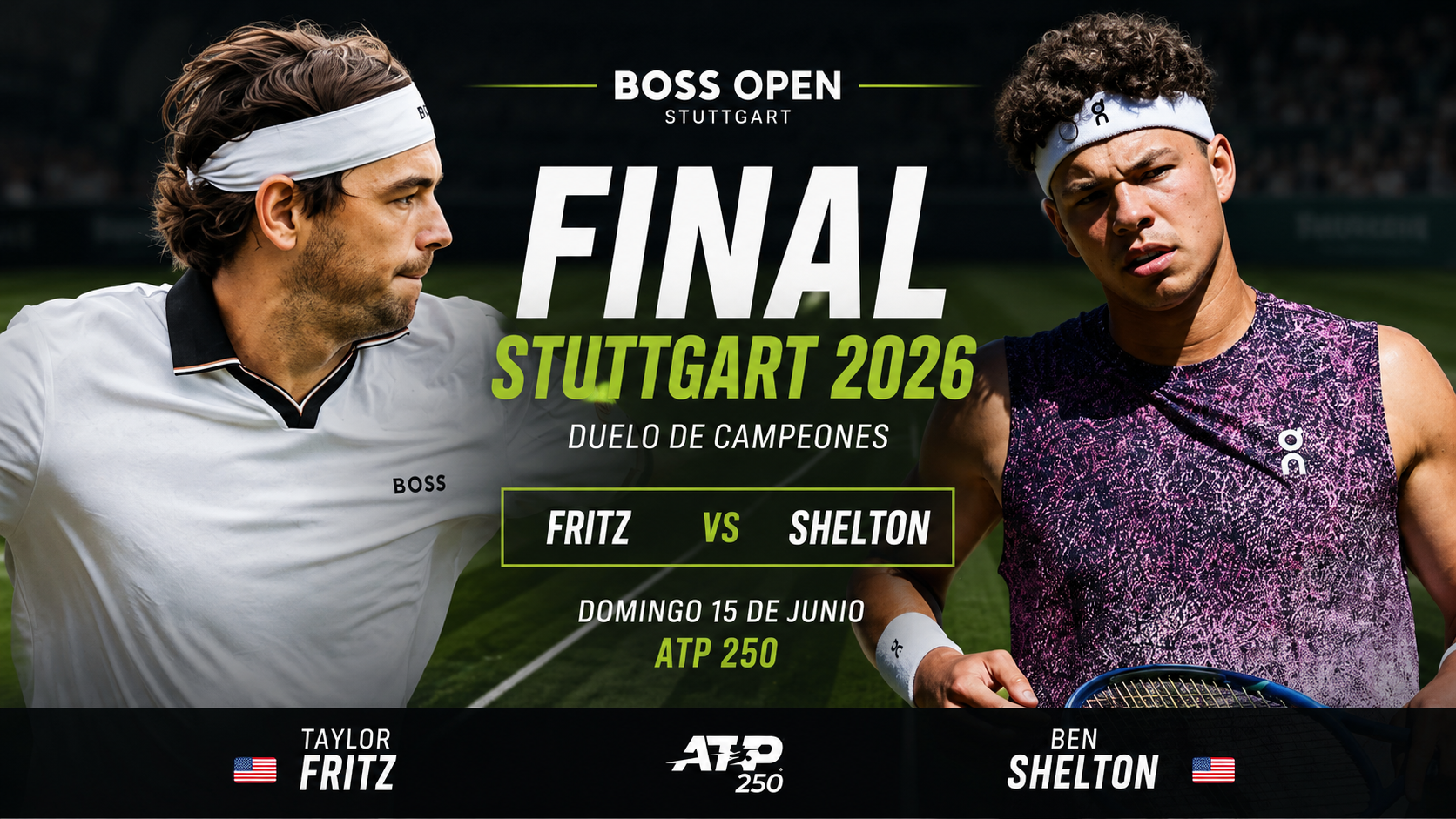 Taylor Fritz y Ben Shelton disputarán la final del ATP 250 de Stuttgart tras superar duras semifinales sobre césped.