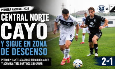 Central Norte cayó 2-1 ante Acassuso por la Primera Nacional 2026, no pudo sostener la ventaja inicial y sigue en zona de descenso