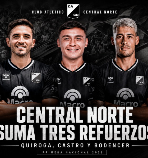 Central Norte se reforzó con Érik Bodencer, Tomás Castro y Sergio Quiroga para encarar la segunda parte de la Primera Nacional 2026 con más variantes y ambición.