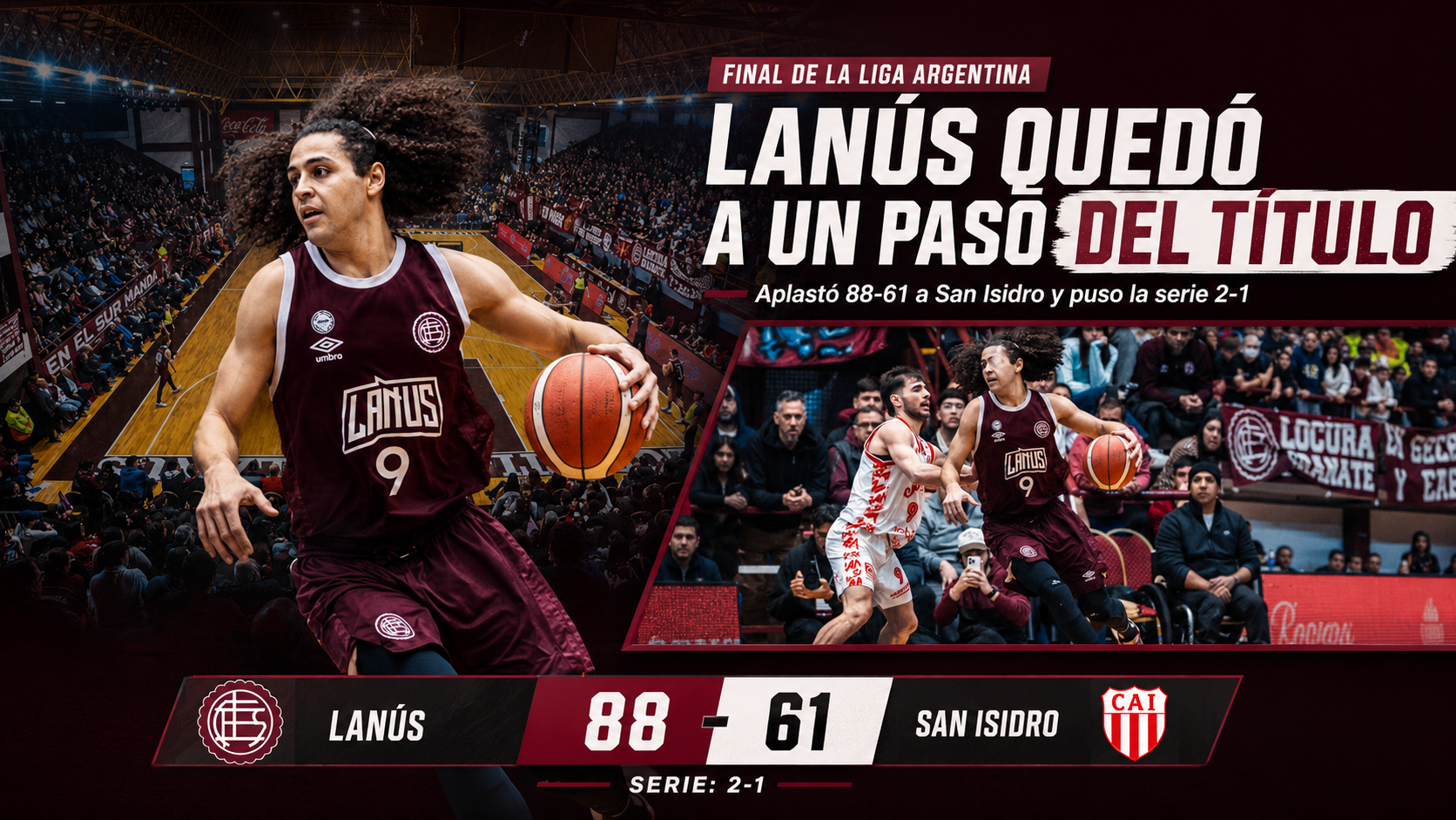 Lanús venció 88-61 a San Isidro en el tercer juego de la final de La Liga Argentina, quedó 2-1 arriba y está a una victoria del ascenso.
