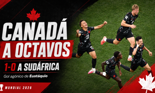 Canadá derrotó 1-0 a Sudáfrica con un gol agónico de Eustáquio y avanzó por primera vez a octavos de final del Mundial.