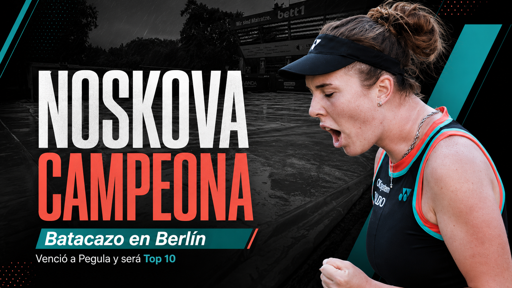 Linda Noskova venció a Jessica Pegula en una final cambiante, ganó el WTA 500 de Berlín y será Top 10 por primera