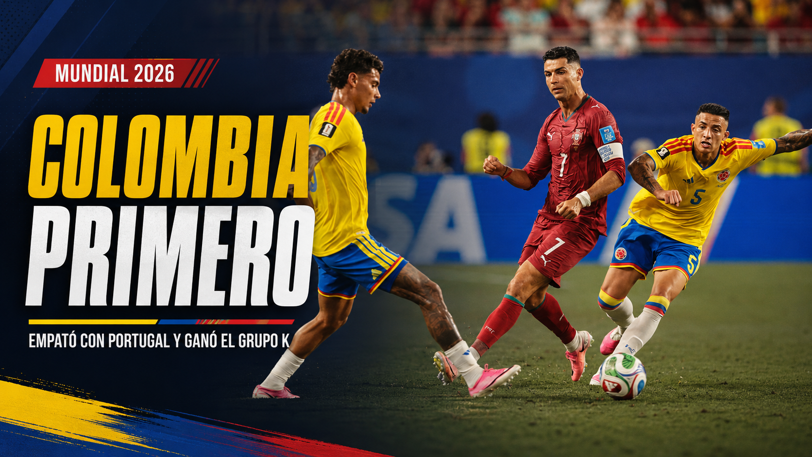 Colombia empató 0-0 con Portugal en Miami y terminó primera del Grupo K del Mundial 2026. En 16avos enfrentará a Ghana.
