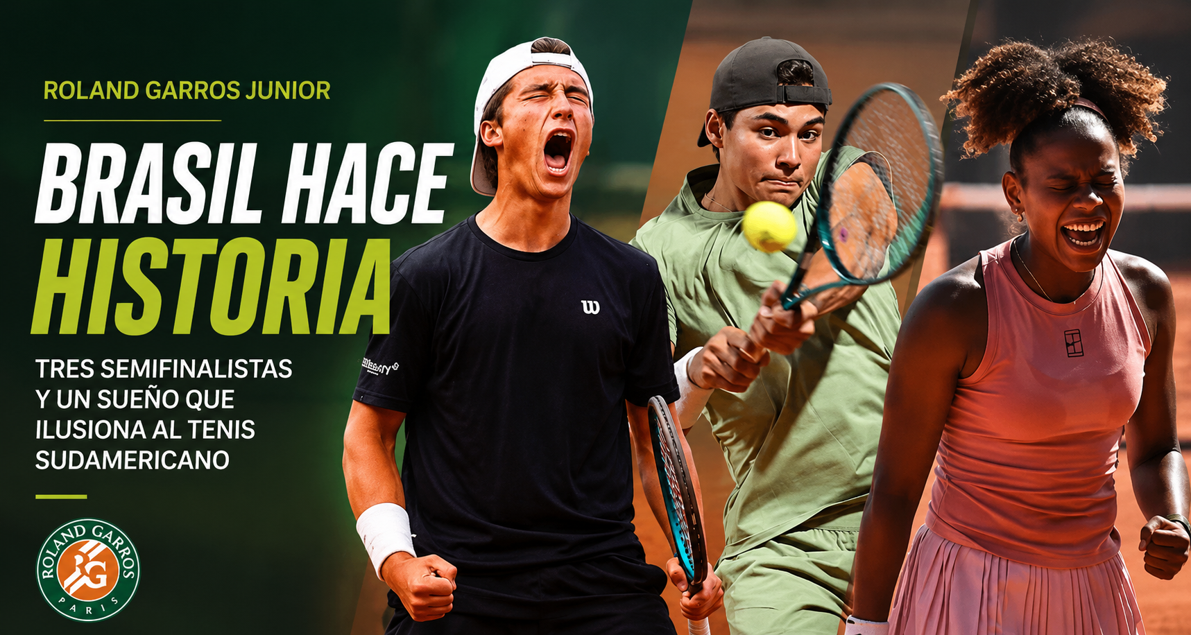Brasil metió tres semifinalistas en Roland Garros Junior 2026 y protagoniza una de las mejores actuaciones de su historia en el Grand Slam parisino.