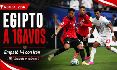 Egipto igualó 1-1 con Irán, sufrió hasta el final y avanzó a los 16avos del Mundial 2026 como segundo del Grupo G.
