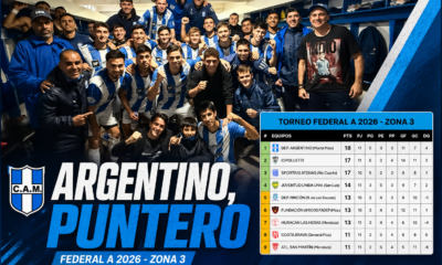 Argentino de Monte Maíz venció 2-0 a Deportivo Rincón y quedó como puntero de la Zona 3 del Torneo Federal A 2026. Resumen completo