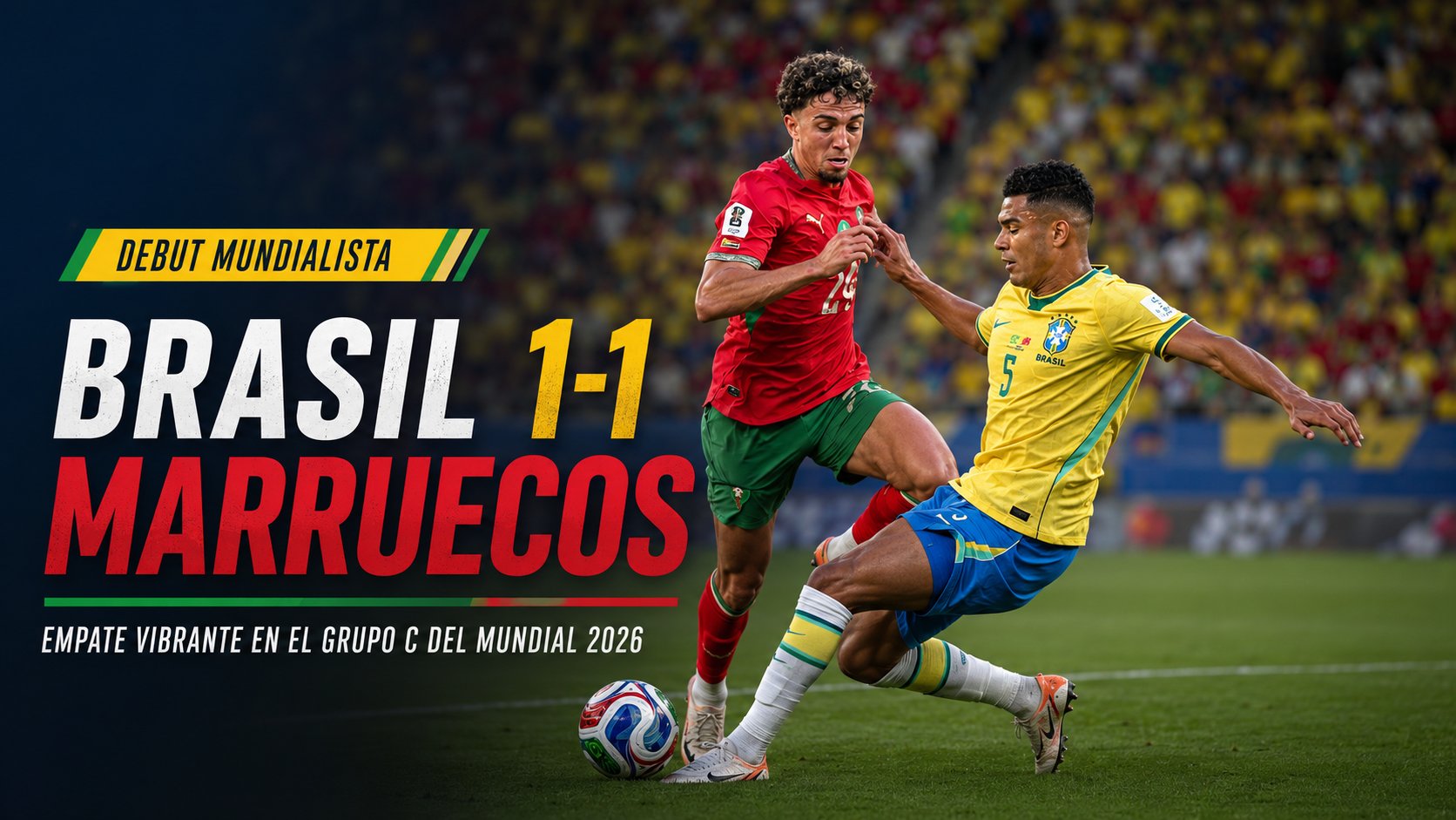 Brasil sufrió, ajustó en el segundo tiempo y empató 1-1 ante un Marruecos que dejó una gran imagen en el debut mundialista.