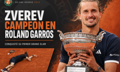 Alexander Zverev celebra el título de Roland Garros 2026 tras vencer a Flavio Cobolli en la final.