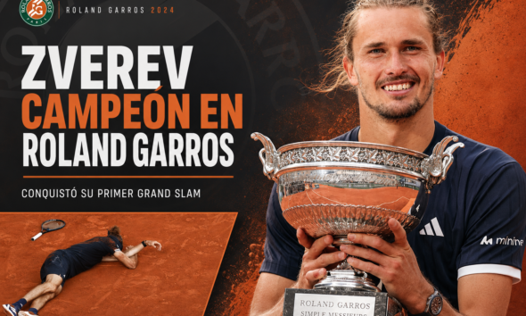 Alexander Zverev celebra el título de Roland Garros 2026 tras vencer a Flavio Cobolli en la final.